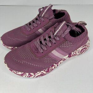 Crane Womens Memory Foam Purple Lace-Up Low-Top Sneakers Size 7 Athletic Shoes